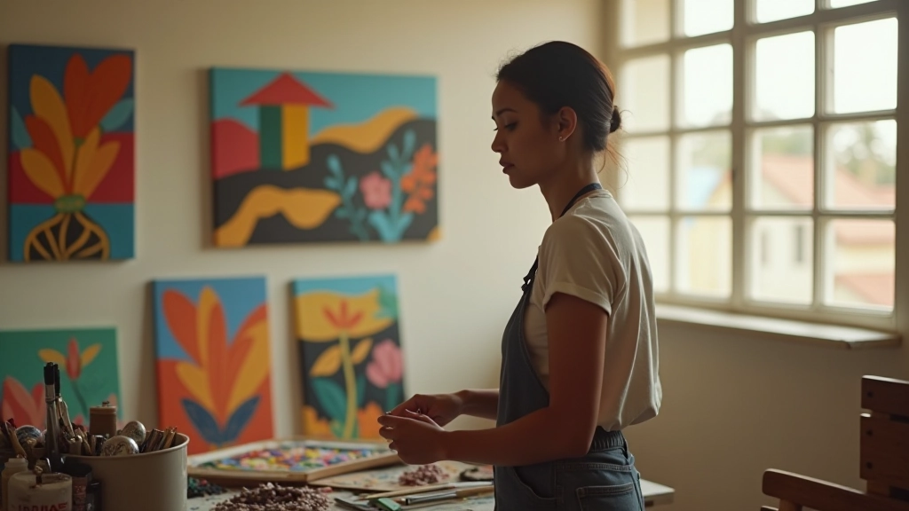 Artista caribeño en su estudio de arte